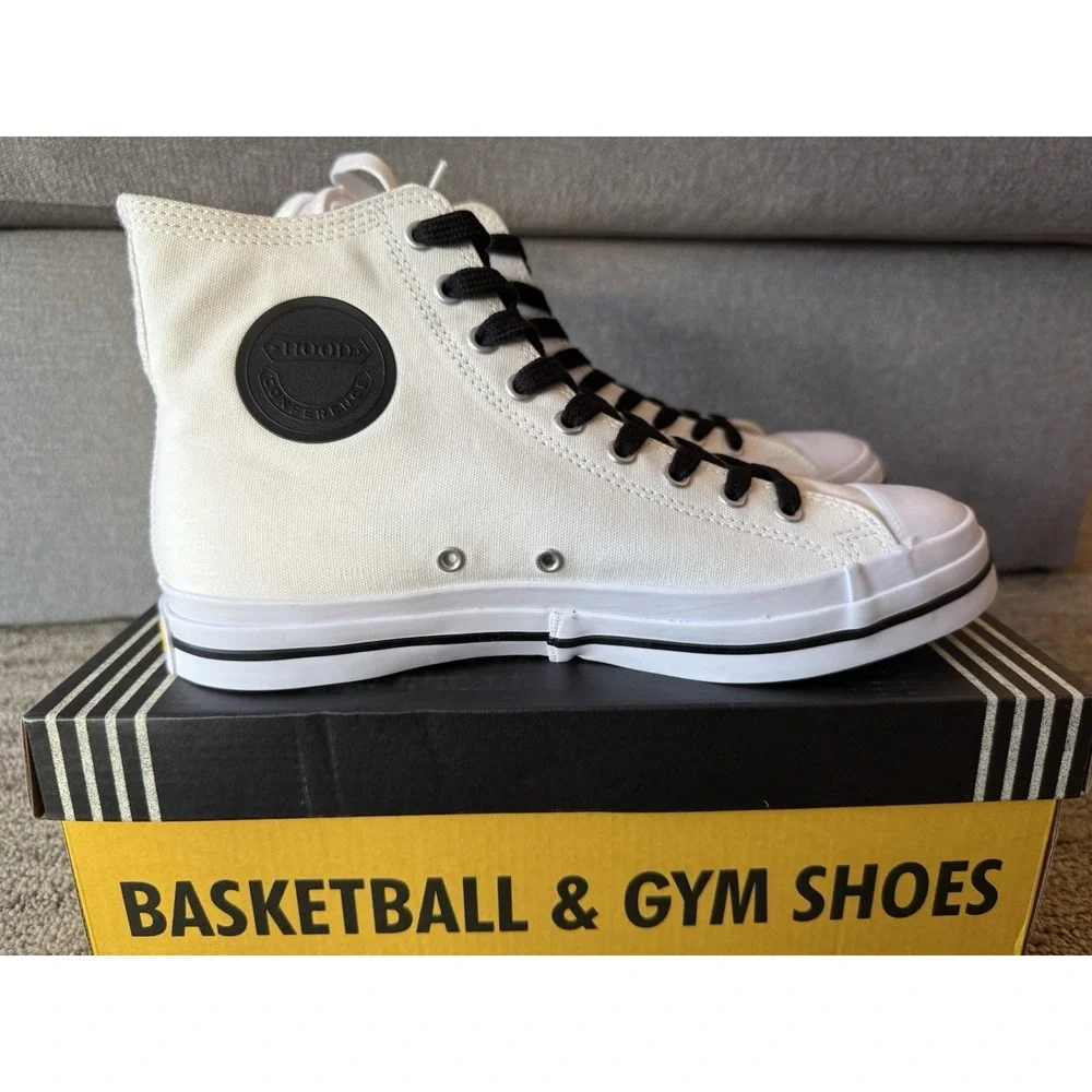 New Hoods Conference 55 HC ‎ White High Tops Mens 8 Women 10 White & Black